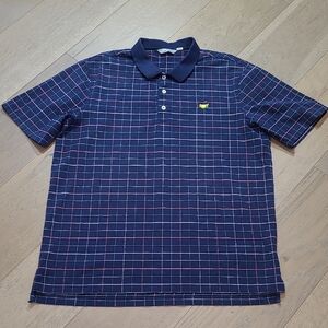 Bobby Jones Masters Golf Polo Men's sz L Blue/Pink Square Graphic Short Sleeve